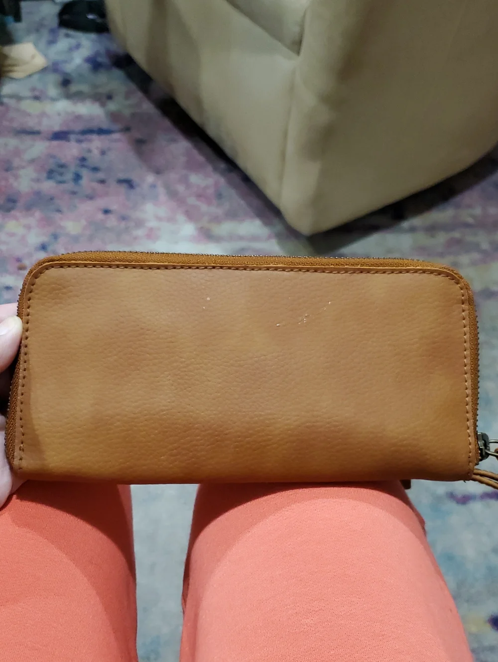 Free People Distressed Vegan Leather Wristlet Wallet In Brown